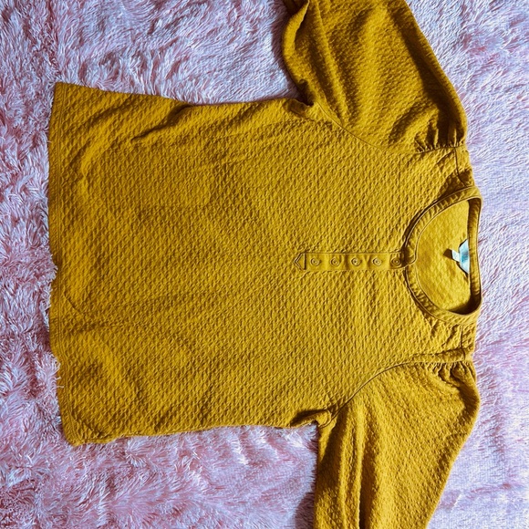 Time and Tru Tops - Time and Tru Mustard Button-Up Blouse